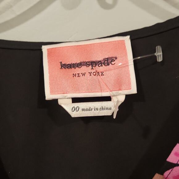 Kate Spade Pink and Black Floral Long Sleeve Dress - 00 - Picture 5 of 6